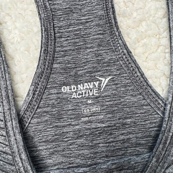 Old Navy Active Go-Dry Racerback Gray Stripe Tank Medium - Picture 2 of 6